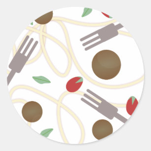 Sticker Rond Motif de boulettes de spaghetti cool