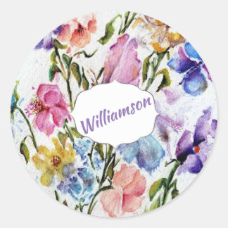 STICKER ROND MOTIF DE BOUTEILLES ET FLEURS BLANCHES