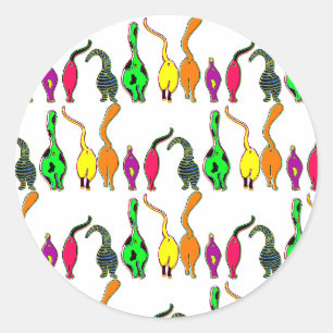 Sticker Rond Motif de boutons de chats colorés