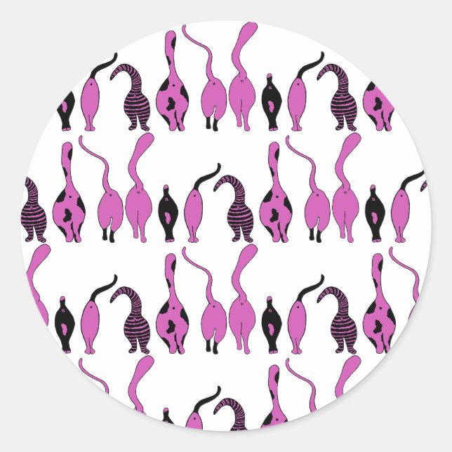 Sticker Rond Motif de boutons de chats violets (Devant)