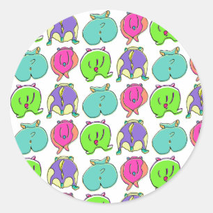 Sticker Rond Motif de boutons de hamster coloré