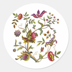 Sticker Rond Motif de broderie de l'arbre de vie traditionnel
