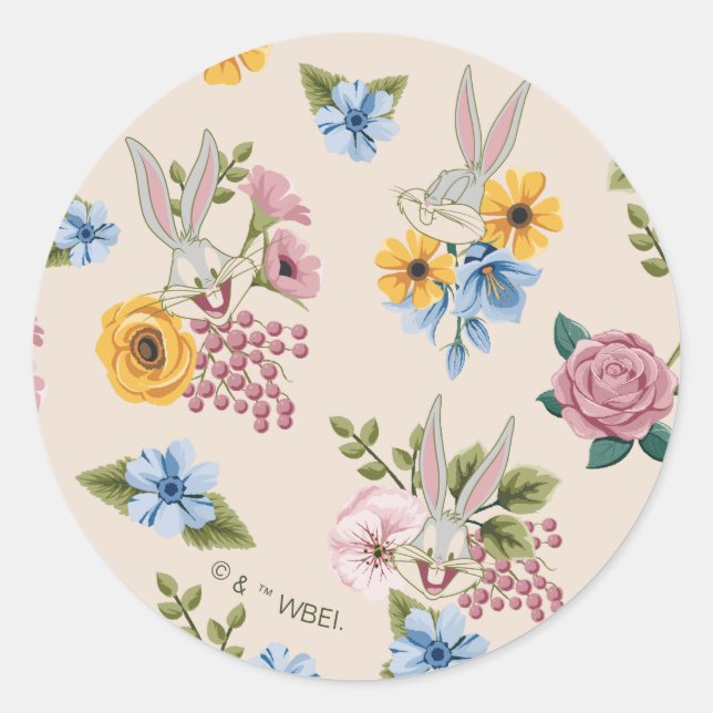 Sticker Rond Motif de broderie florale BUGS BUNNY™ (Devant)
