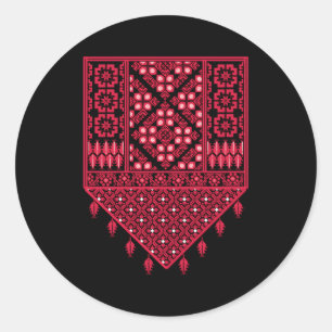Sticker Rond Motif de broderie traditionnel palestinien imprimé