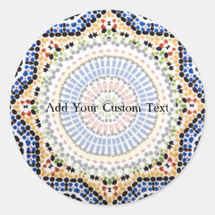 Sticker Rond Motif de carreaux portugais traditionnels Azulejo