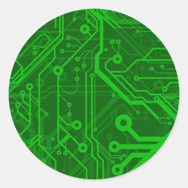 Sticker Rond Motif de carte à circuit imprimé vert (Devant)