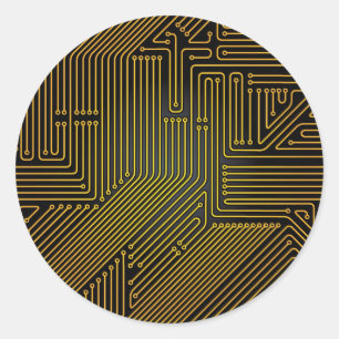 Sticker Rond Motif de carte d'ordinateur