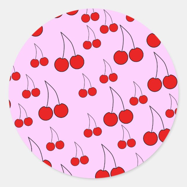 Sticker Rond Motif de cerises. (Devant)