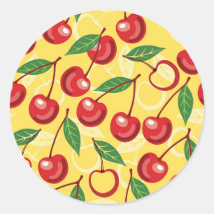 Sticker Rond motif de cerisier