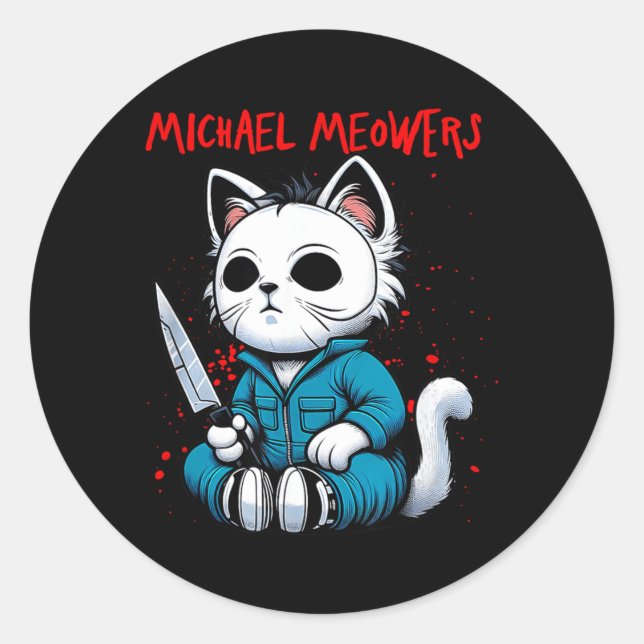 Sticker Rond Motif de chat amusant Graphique de chat fou Michae (Devant)