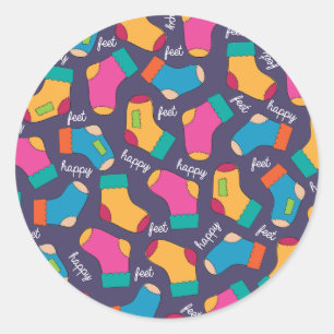 Sticker Rond Motif de chaussettes colorées Happy Feet