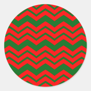 Sticker Rond Motif de Chevron Rouge et Vert