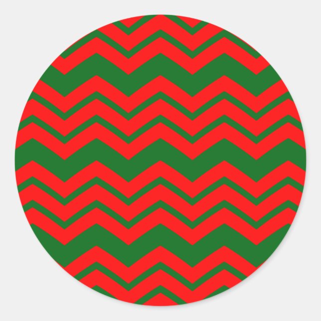 Sticker Rond Motif de Chevron Rouge et Vert  (Devant)