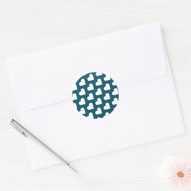 Sticker Rond Motif de cœur bleu vert moderne simple (Enveloppe)