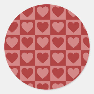 Sticker Rond Motif de coeur minimaliste moderne rétro rouge et