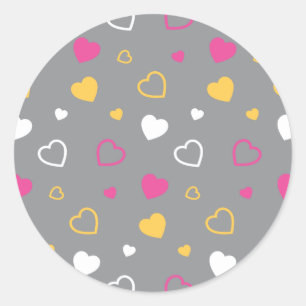 Sticker Rond Motif de cœurs stylisés 3