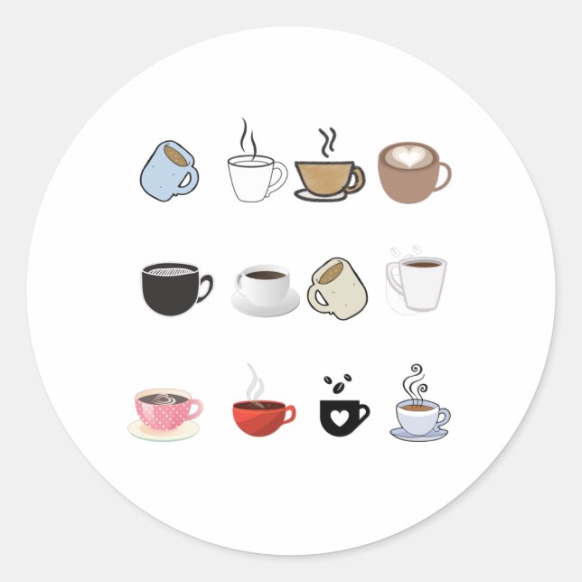 Sticker Rond Motif de conception de cafés Mugs (Devant)