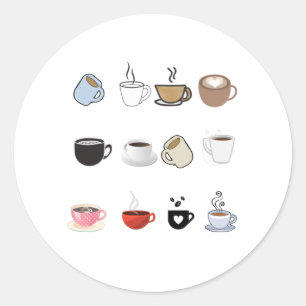 Sticker Rond Motif de conception de cafés Mugs