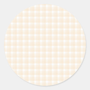 Sticker Rond Motif de contrôle de guingan. Beige et blanc