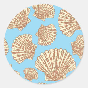 Sticker Rond Motif de coquillage de style vintage