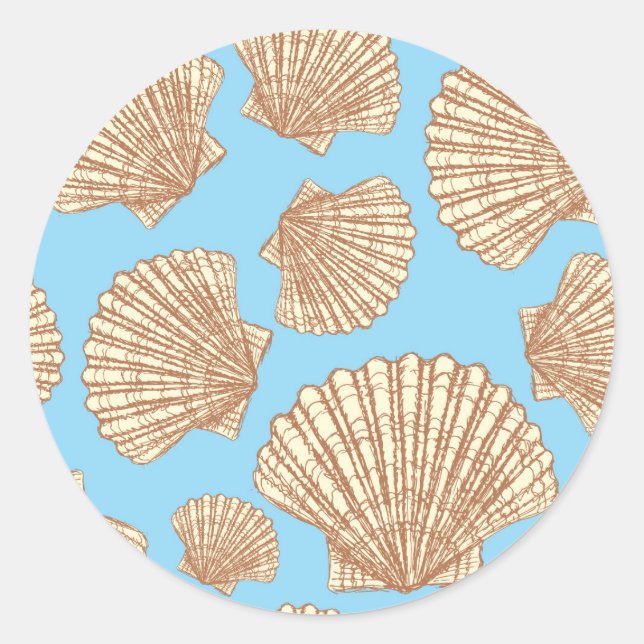 Sticker Rond Motif de coquillage de style vintage (Devant)