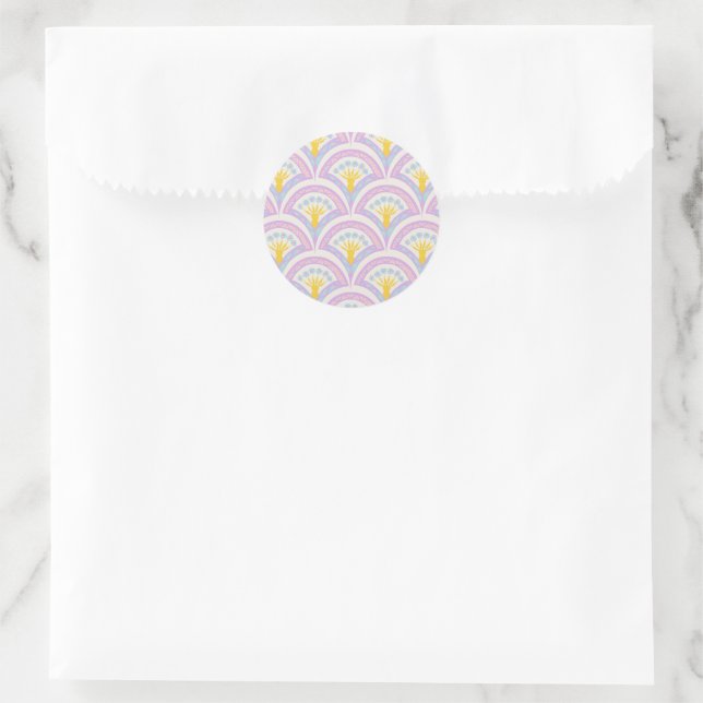 Sticker Rond Motif de coquille de couleur pastel (Sac)