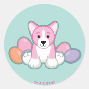 Sticker Rond Motif de corgi de ressort de Lil
