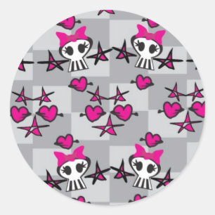 Sticker Rond Motif de crânes Emo