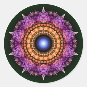 Sticker Rond Motif de cristal violet fractal