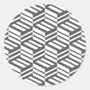 Sticker Rond Motif de cube géométrique moderne, urbain et dynam