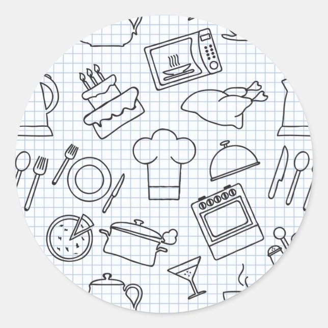 Sticker Rond Motif de cuisine 4 (Devant)