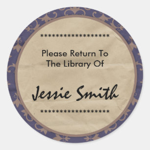 Sticker Rond Motif de Damas décoratif Nom de l'adresse Plaque d