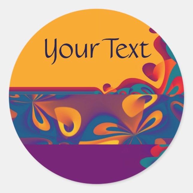 Sticker Rond Motif de design graphique - orange violet + votre  (Devant)