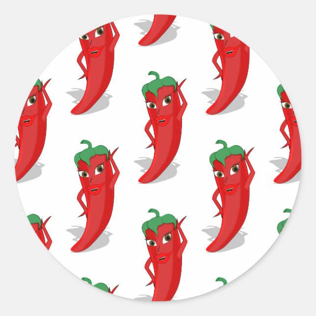 Sticker Rond Motif de dessin animé Red Pepper Diva (Devant)
