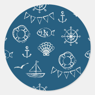 Sticker Rond Motif de dessin de calque nautique 2