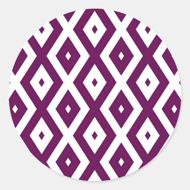 Sticker Rond Motif de diamant blanc et violet de prune (Devant)