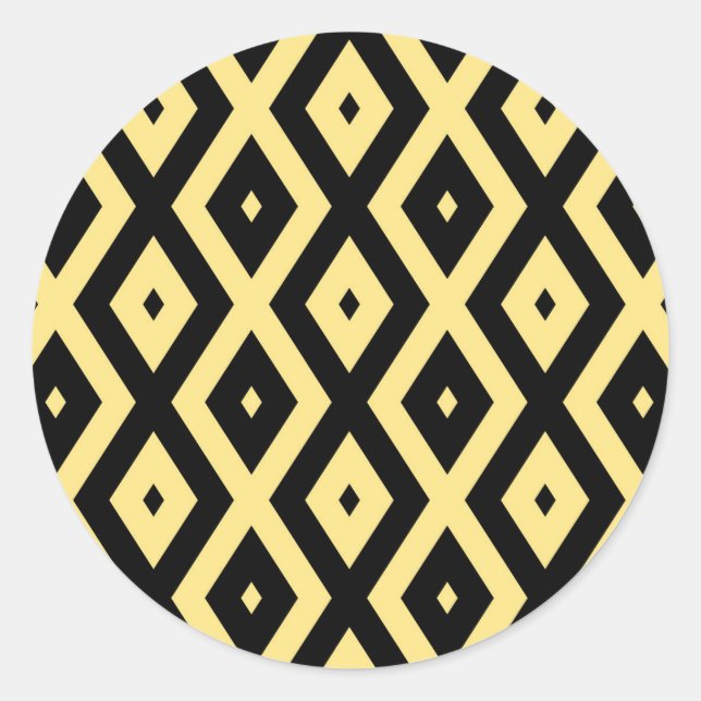 Sticker Rond Motif de diamant jaune citron et noir (Devant)