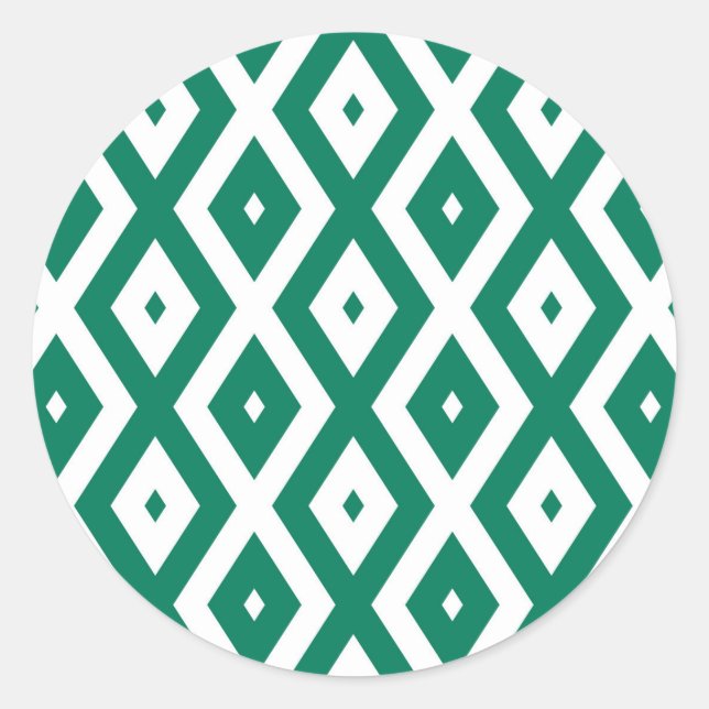 Sticker Rond Motif de diamant vert et blanc (Devant)