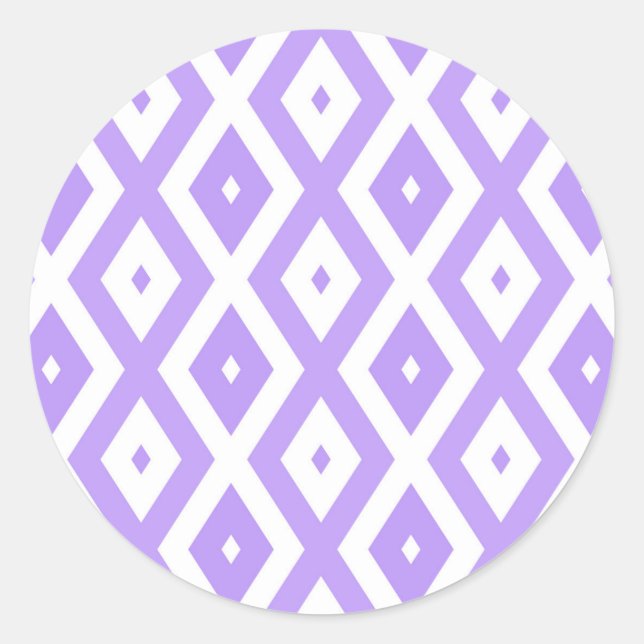 Sticker Rond Motif de diamants violet et blanc (Devant)