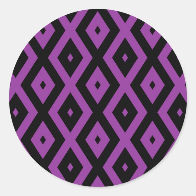 Sticker Rond Motif de diamants violet et noir (Devant)