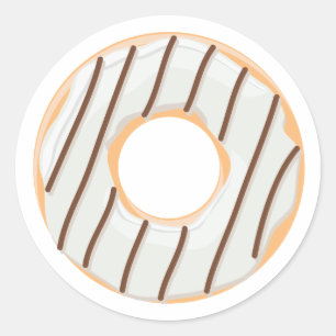 Sticker Rond Motif de Donuts Colorés Rétro pour une Fête Amusan