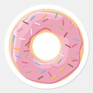 Sticker Rond Motif de Donuts Colorés Rétro pour une Fête Amusan
