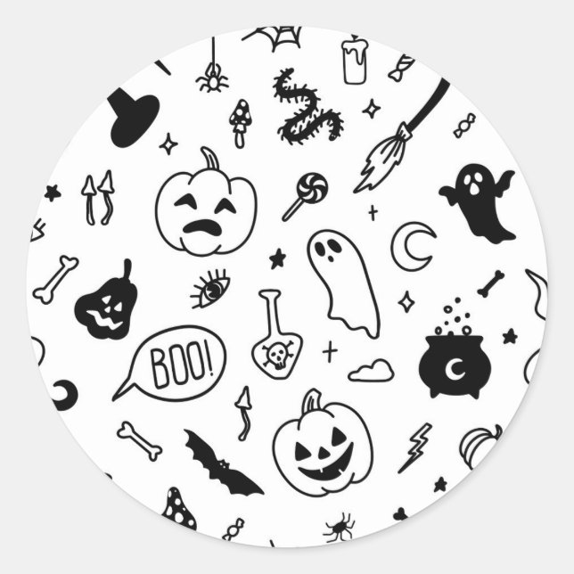 Sticker Rond motif de doodle du parti halloween (Devant)