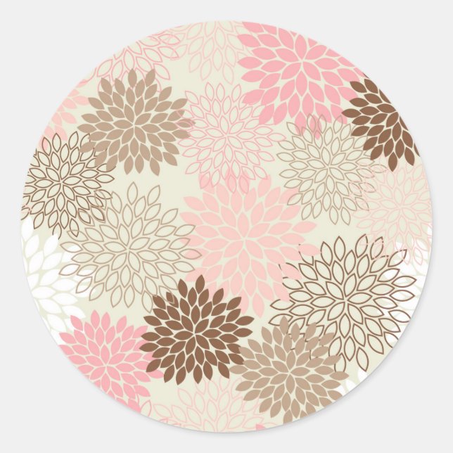 Sticker Rond Motif De FEMME Rose Et Brown (Devant)