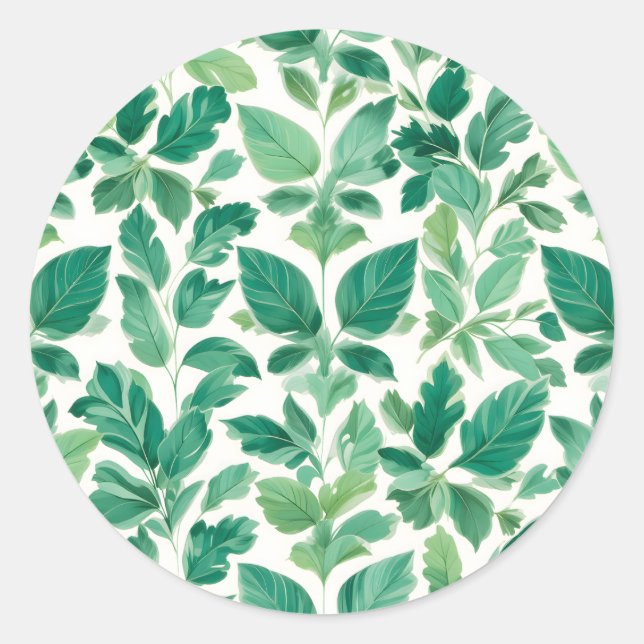 Sticker Rond Motif de feuillage vert luxuriant (Devant)