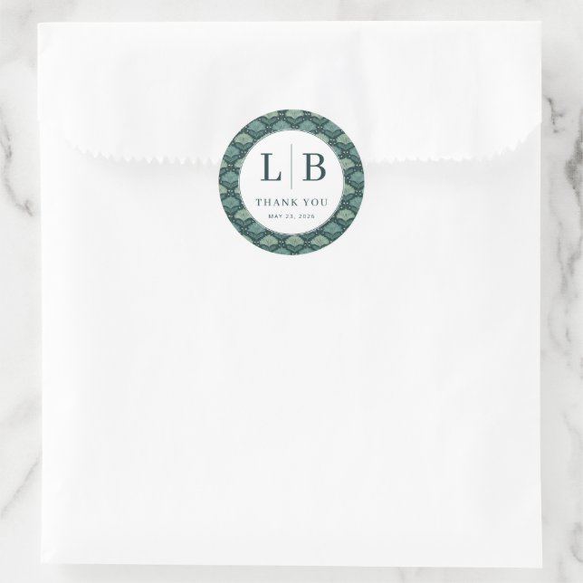 Sticker Rond Motif de feuille verte vintage (Sac)