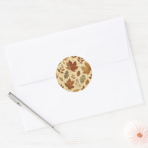 Sticker Rond Motif de feuilles d'automne – Botanique automnale 