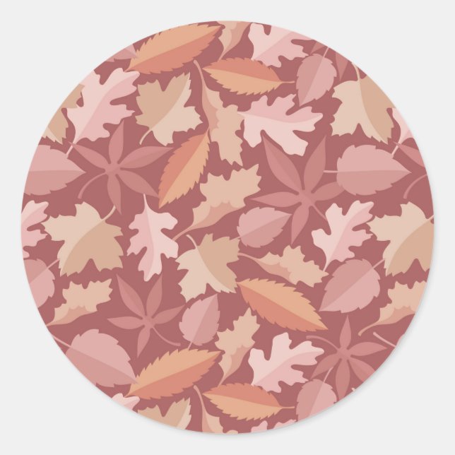 Sticker Rond Motif de feuilles de Marsala (Devant)