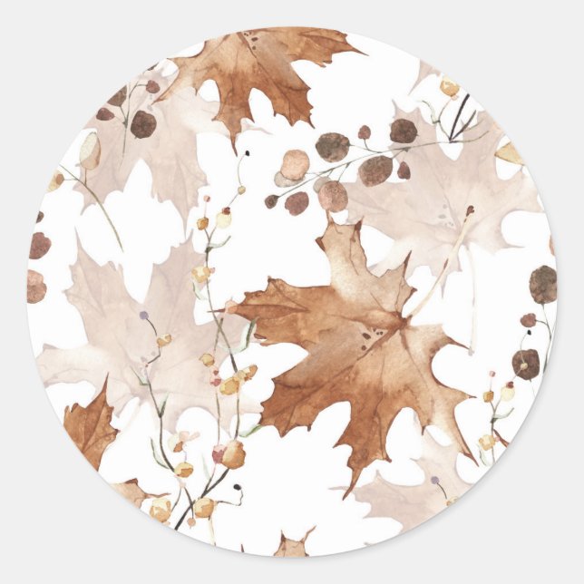 Sticker Rond Motif de feuilles d'érable d'automne pour Thanksgi (Devant)