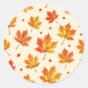 Sticker Rond Motif de feuilles d'érable tombant en automne